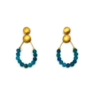 Apatite and Gold Earrings-Earrings-Bernd Wolf-Pistachios