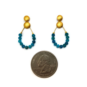 Apatite and Gold Earrings-Earrings-Bernd Wolf-Pistachios