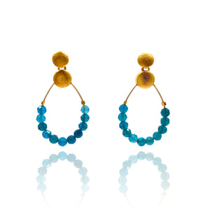Apatite and Gold Earrings-Earrings-Bernd Wolf-Pistachios