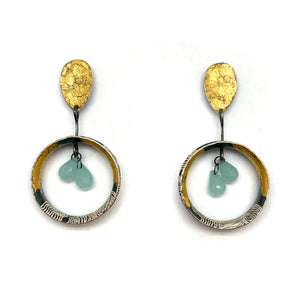 Aquamarine Dangle Earrings-Earrings-So Young Park-Pistachios