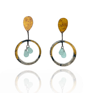 Aquamarine Dangle Earrings-Earrings-So Young Park-Pistachios