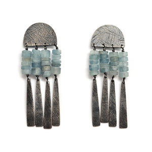 Aquamarine Half Arch Earrings-Earrings-Heather Guidero-Pistachios
