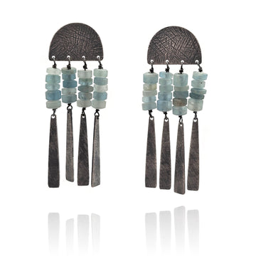 Aquamarine Half Arch Earrings