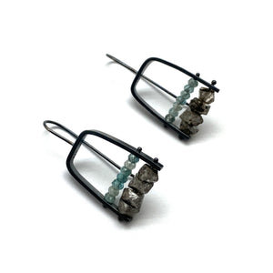 Aquamarine and Herkimer Earrings-Earrings-Ashka Dymel-Pistachios