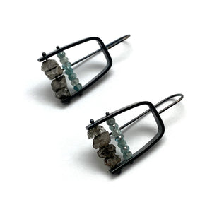 Aquamarine and Herkimer Earrings-Earrings-Ashka Dymel-Pistachios