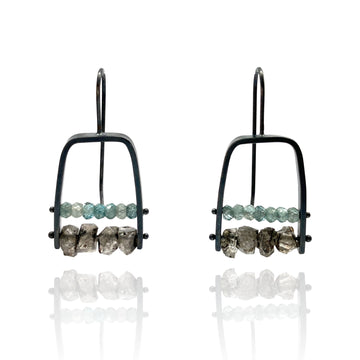 Aquamarine and Herkimer Earrings