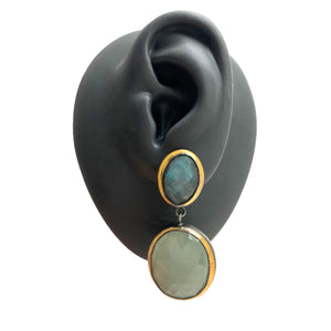 Aquamarine and Labradorite Earrings-Earrings-Austin Titus-Pistachios