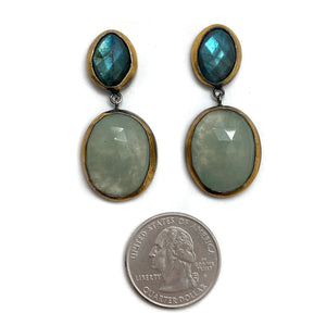 Aquamarine and Labradorite Earrings-Earrings-Austin Titus-Pistachios