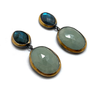 Aquamarine and Labradorite Earrings-Earrings-Austin Titus-Pistachios