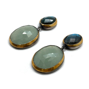 Aquamarine and Labradorite Earrings-Earrings-Austin Titus-Pistachios
