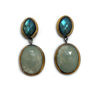 Aquamarine and Labradorite Earrings-Earrings-Austin Titus-Pistachios