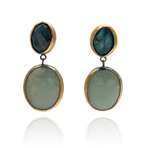 Aquamarine and Labradorite Earrings-Earrings-Austin Titus-Pistachios
