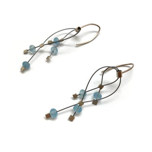 Aquamarine and Nylon Earrings-Earrings-Meghan Riley-Pistachios