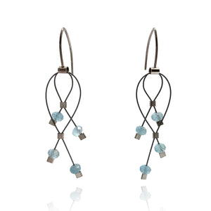 Aquamarine and Nylon Earrings-Earrings-Meghan Riley-Pistachios