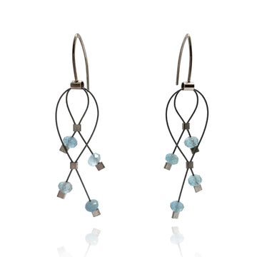 Aquamarine and Nylon Earrings