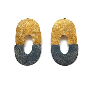 Arch Sway Clip Earrings - Black and Gold-Earrings-Heather Guidero-Pistachios