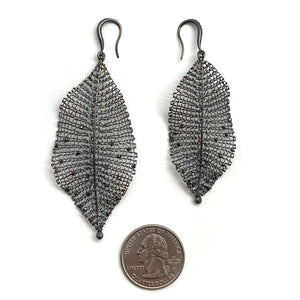 Asymmetric Black Leaf Earrings-Earrings-Sowon Joo-Pistachios