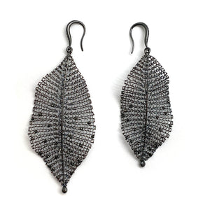 Asymmetric Black Leaf Earrings-Earrings-Sowon Joo-Pistachios