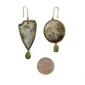 Asymmetric Dendritic Agate Earrings-Earrings-Lori Francescutti-Pistachios