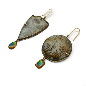 Asymmetric Dendritic Agate Earrings-Earrings-Lori Francescutti-Pistachios