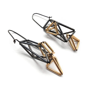 Asymmetric Geometric Earrings-Earrings-Emilie Pritchard-Pistachios