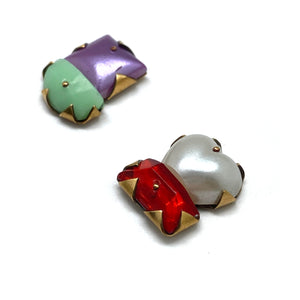 Asymmetric Multicolor Studs-Earrings-Nikki Couppee-Pistachios