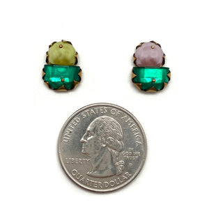 Asymmetric Pearl Emerald Studs-Earrings-Nikki Couppee-Pistachios