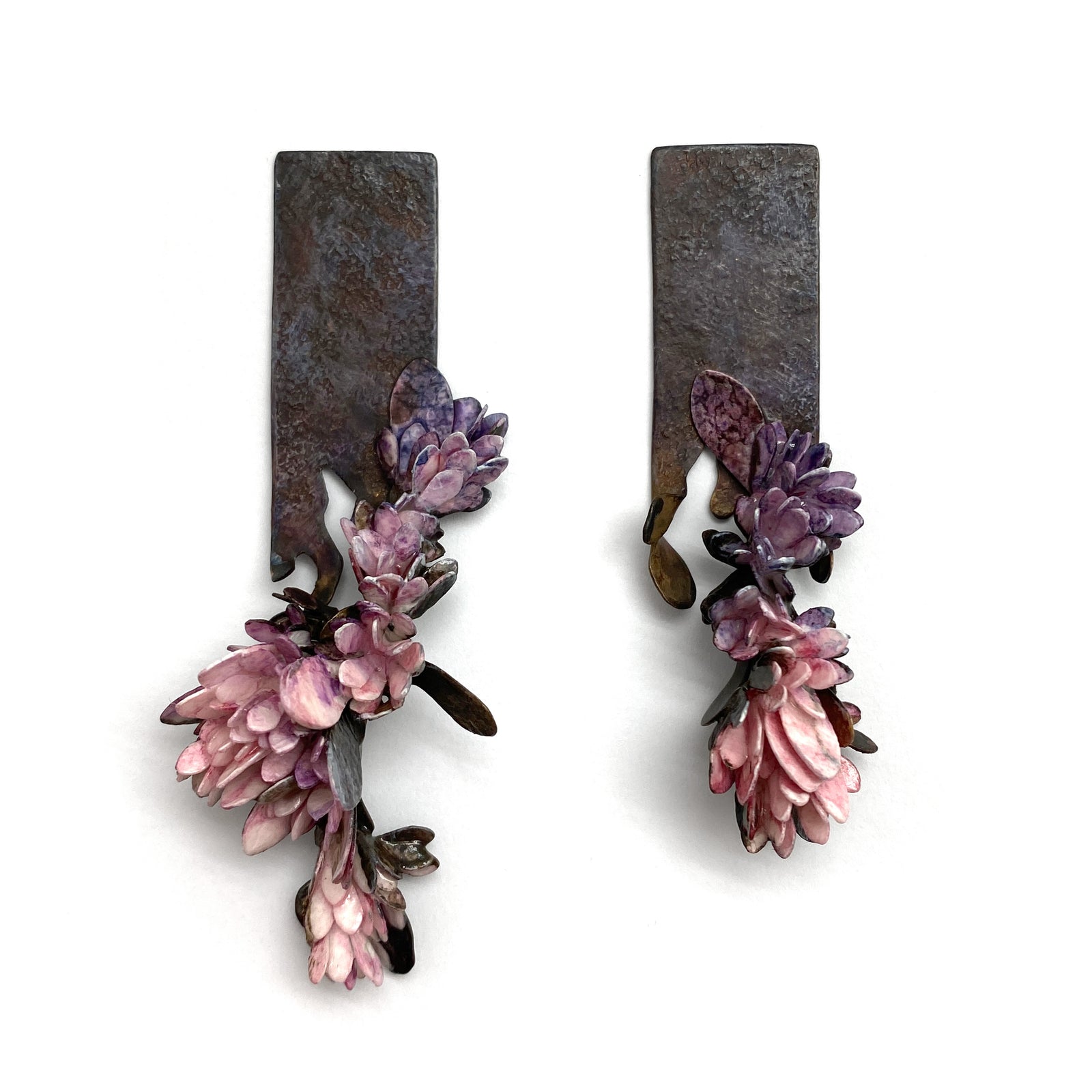 Asymmetric Purple Earrings-Earrings-Hanna Liljenberg-Pistachios