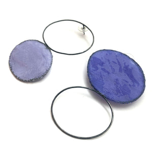 Asymmetric Purple Oval Earrings-Earrings-Myung Urso-Pistachios