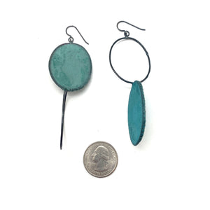 Asymmetric Teal Earrings-Earrings-Myung Urso-Pistachios