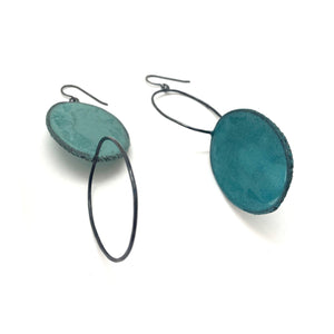 Asymmetric Teal Earrings-Earrings-Myung Urso-Pistachios