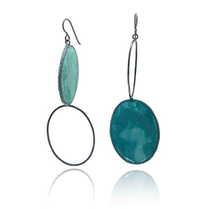 Asymmetric Teal Earrings-Earrings-Myung Urso-Pistachios