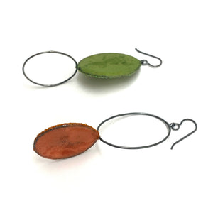 Asymmetrical Green & Ochre Earrings-Earrings-Myung Urso-Pistachios