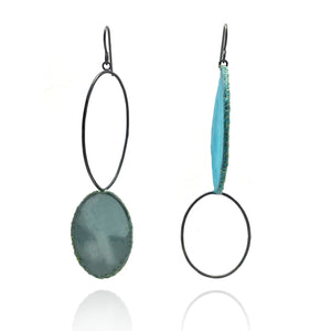 Asymmetrical Light Blue Earrings-Earrings-Myung Urso-Pistachios