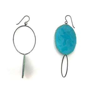 Asymmetrical Light Blue Earrings-Earrings-Myung Urso-Pistachios