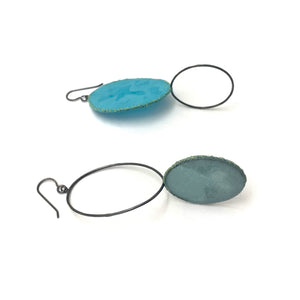 Asymmetrical Light Blue Earrings-Earrings-Myung Urso-Pistachios