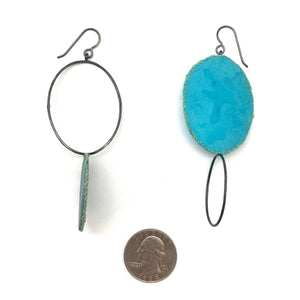 Asymmetrical Light Blue Earrings-Earrings-Myung Urso-Pistachios