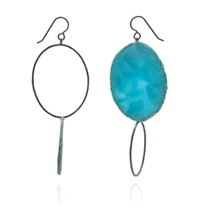 Asymmetrical Light Blue Earrings-Earrings-Myung Urso-Pistachios