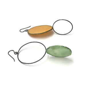 Asymmetrical Mustard & Light Green Earrings-Earrings-Myung Urso-Pistachios