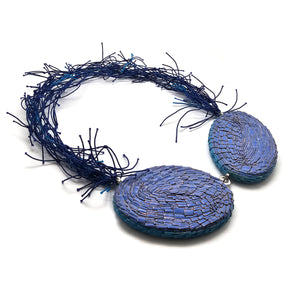 Azure Wooden Statement Necklace-Necklaces-Ute Kolar-Pistachios