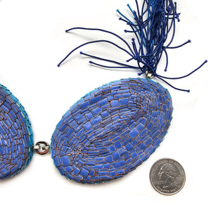 Azure Wooden Statement Necklace-Necklaces-Ute Kolar-Pistachios