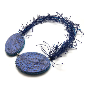 Azure Wooden Statement Necklace-Necklaces-Ute Kolar-Pistachios