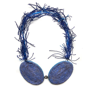 Azure Wooden Statement Necklace-Necklaces-Ute Kolar-Pistachios