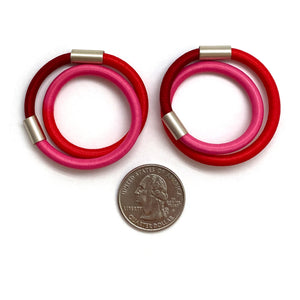 Baby Pink and Scarlet Coil Earrings-Earrings-Gilly Langton-Pistachios