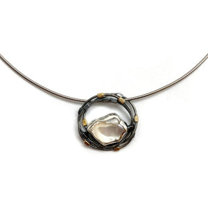 Baroque Pearl Vortex Pendant-Necklaces-Eva Stone-Pistachios
