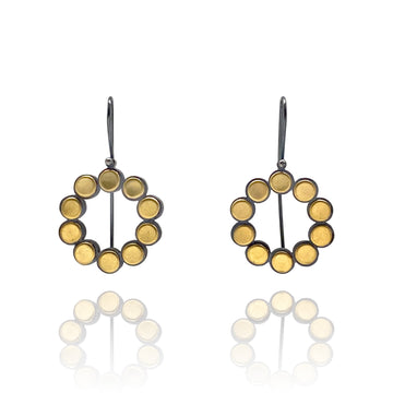 Bi-Metal Circle Dot Earrings