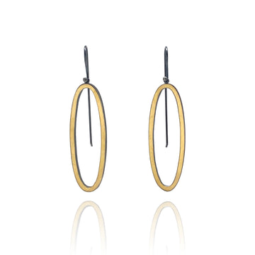 Bi-Metal Open Oval Earrings