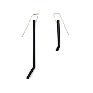 Black Asymmetric Earrings-Earrings-Joanne Grimonprez-Pistachios