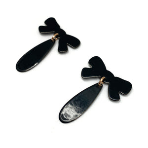 Black Bow Drop Earrings-Earrings-Ashley Buchanan-Pistachios