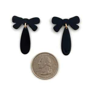 Black Bow Drop Earrings-Earrings-Ashley Buchanan-Pistachios